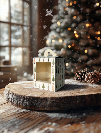 Коробка с окном под 1 капкейк/маффин/пирожное с окном Ёлочки, 92х92х111 — изображение 2