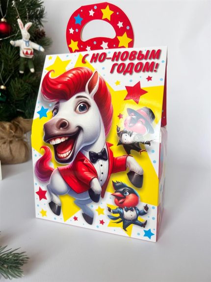 Коробка новогодняя подарочная Конь-Огонь, 172х95х240 (+56) мм