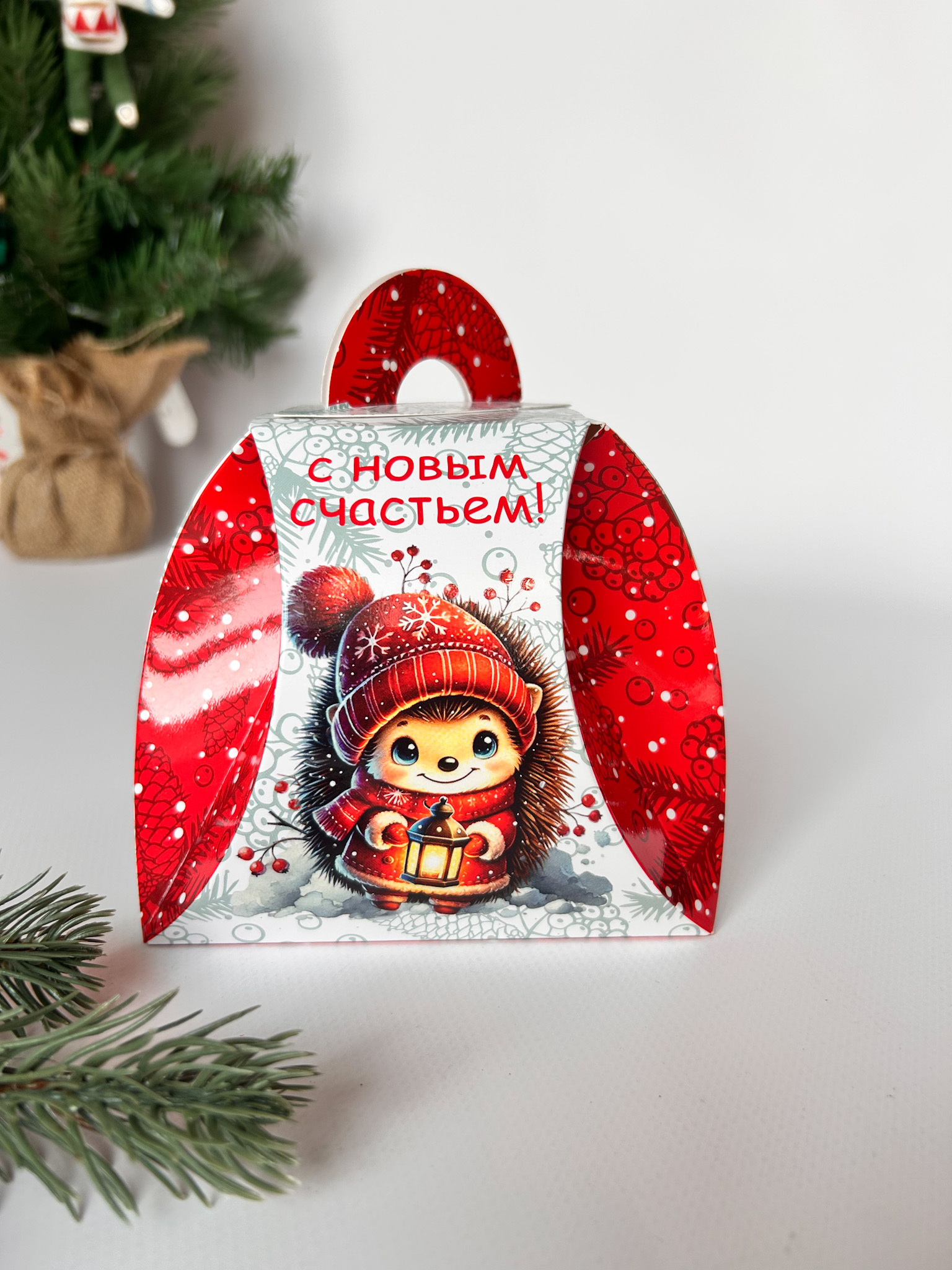 IMG_5253 Коробка новогодняя подарочная Новогодний фонарик, 120х120х115 (+32) мм — изображение 3