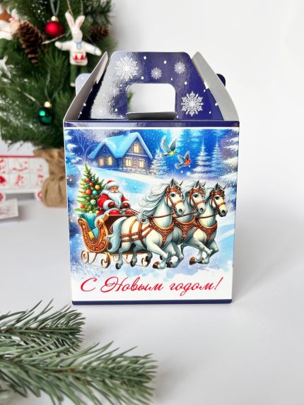 Коробка новогодняя подарочная Тройка, 125х90х140 (+55) мм